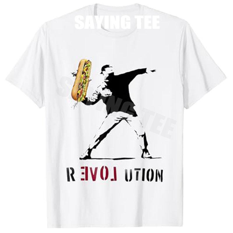 The Deep State Agent in Action Throwing Sandwiches TShirt Throwing Sandwich Revolution Y2k Design Graphic Tees Novelty Gifts S