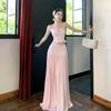 Sexy Seaside Vacation Suit Women's Summer Pink Beaded Neck Sling High Waist Skirt Two-piece Set