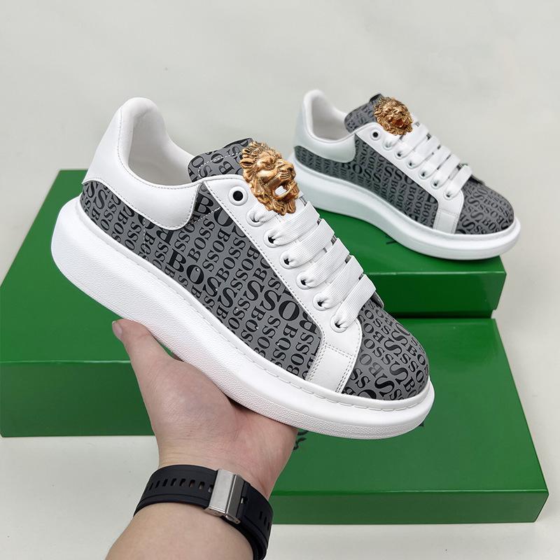 High-end genuine leather men's casual shoes with low heel, casual leather surface sports shoes, thick-soled men's shoes A1