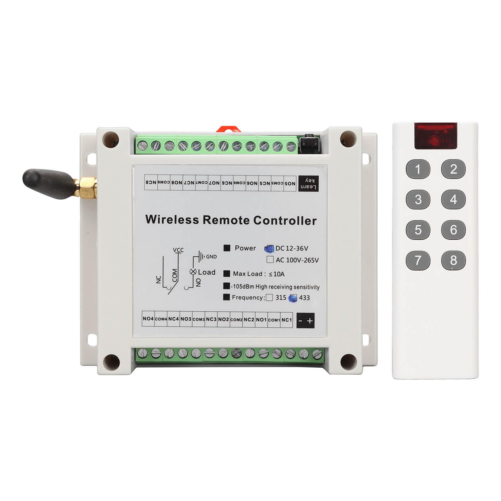

8 Channel Relay 8CH 10A DC 12V‑36V Lamp Control Radio Switch Relay Module with Remote Control