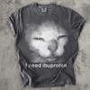 I Need Ibuprofen Funny Vintage Graphic Cat T-shirt, Comfort Colors Shirt, Silly Kitten Tshirt, Meme Shirts, Ironic Tees, Gift for Her Him