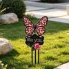 Outdoor Sympathy Gift Butterfly Memorial Garden Stake, Miss You Sign, Pink Acrylic Rose Decor Yard Art Stake for Lawn Courtyard Cemetery Decoration