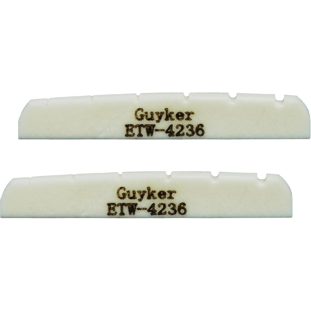 Guyker 42mm Guitar Bone Nut - White Pre-Slotted Bone Nuts for 6 String ST Strat Style Electric Guitar Replacement Parts Accessories 42mm*3.5mm*6mm (2