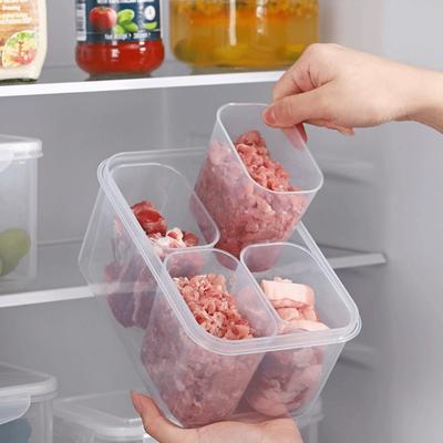 Airtight Lid Food Storage Container Meat Fruit Veggie 4 Compartment Fridge Organizer Meat Fruit Veggie Keeper Side Dish