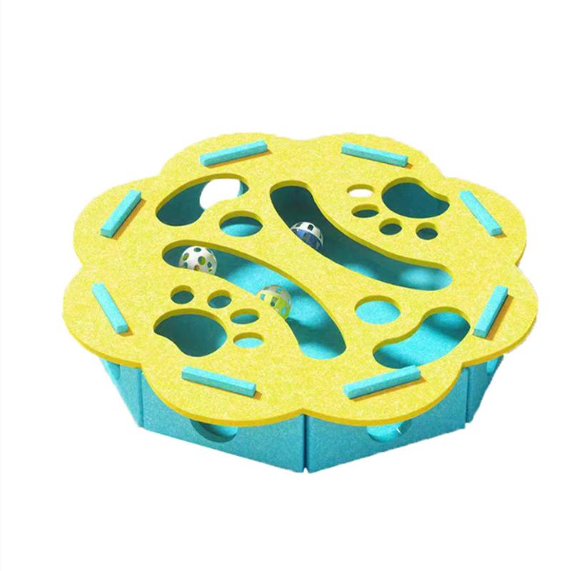 1 PCS Felt Cat Toy Maze Box Interactive Puzzle Game With 2 Balls For Indoor Cats Hunting Exercise Self Play Scratch Resistant