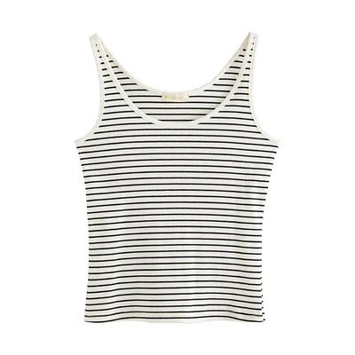 260g Pure Cotton Striped Suspender Vest for Women's Summer New U-neck Slim Fit and Slim Bottom Top