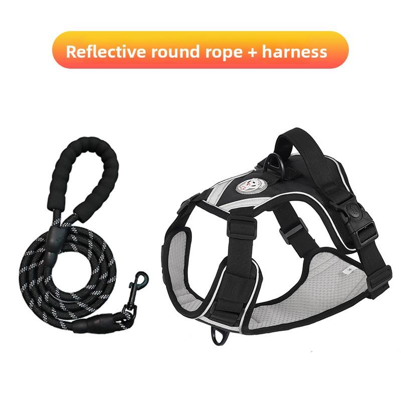 

Нова великого розміру шлейка для грудей та спини для собаки, захищена від втечі, вибухозахищена, жилетного типу, дихаючі товари для домашніх тварин M чорний