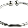 Women's Silver Plated Open Hand Cuff Bracelet Simple Beads Bangle