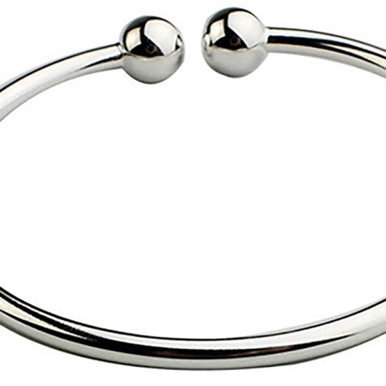 Women's Silver Plated Open Hand Cuff Bracelet Simple Beads Bangle