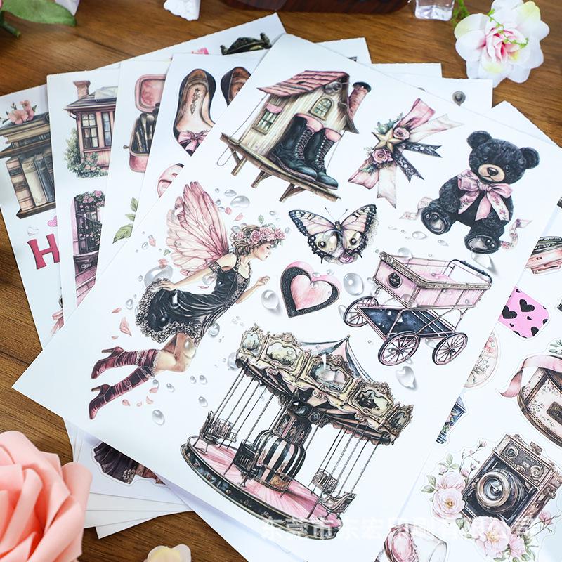 Cross-Border Pet Sticker Pack: European & American Alice Art for Junk Journals & Collages