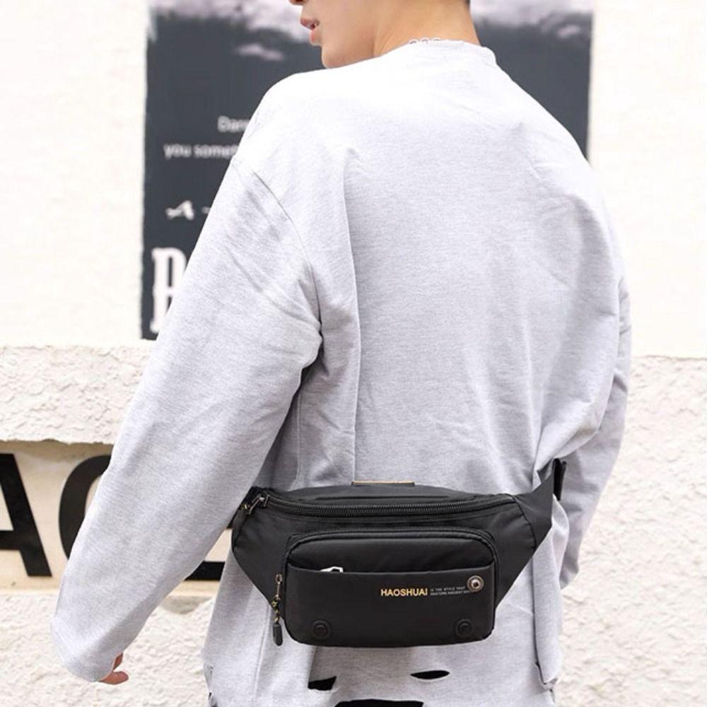 Multi-pocket Sports Fanny Pack Nylon Chest Bag Casual Men Waist Bag  Cycling