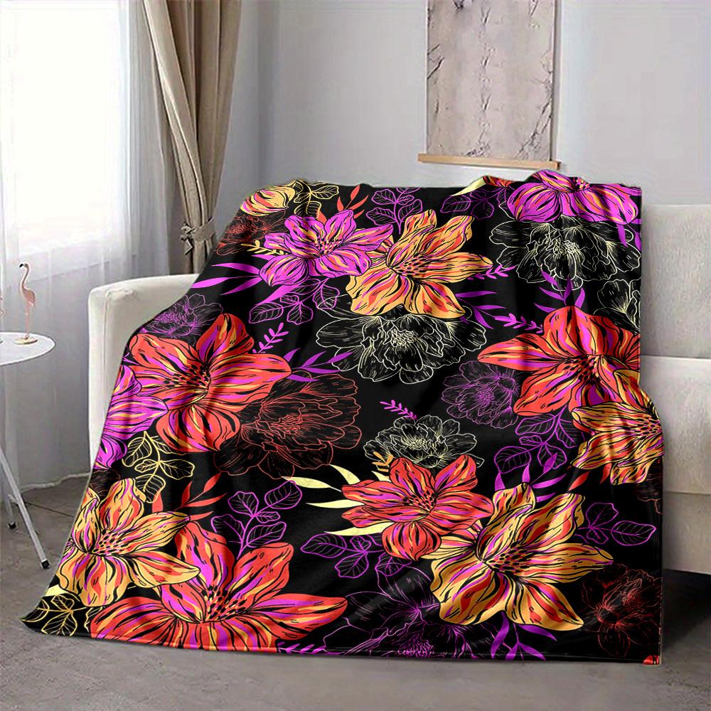 1pc Floral Pattern Blanket Warm, Cozy, And Soft, Suitable for Sofas, Beds, Cars, And Office Use.Perfect for Camping And Travel, Making It a Great Gift