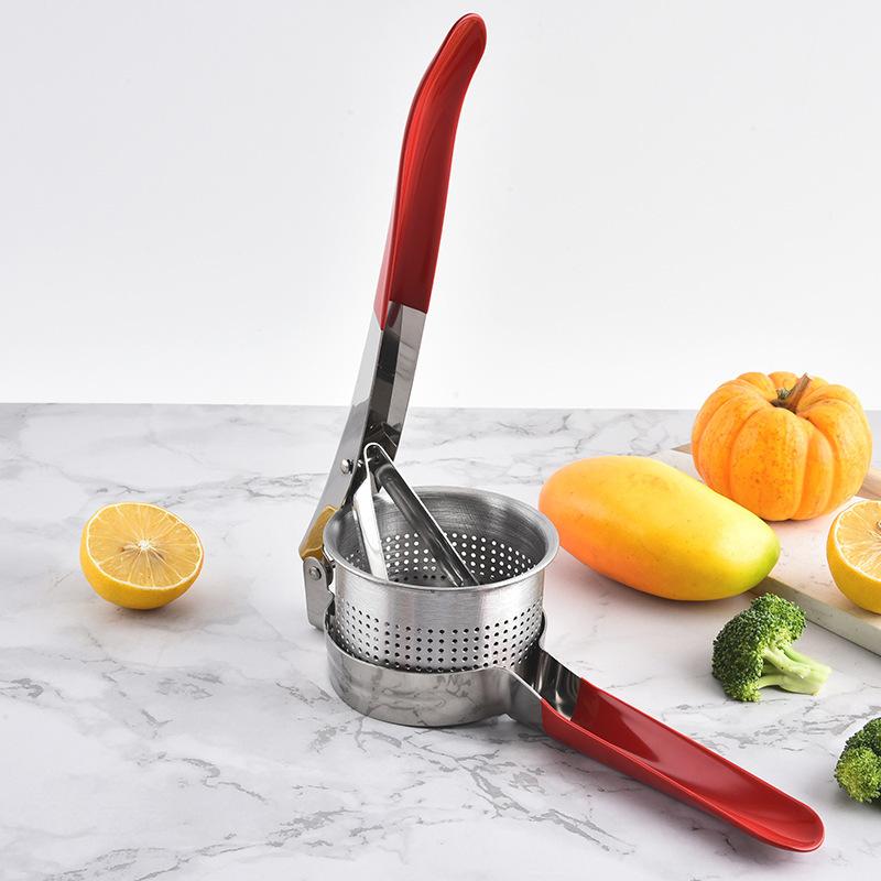 Stainless Steel Potato Ricer , Masher , Manual Handheld Kitchen Gadget for Mashed Potatoes, Grated Vegetables, and Fresh Juice Extraction