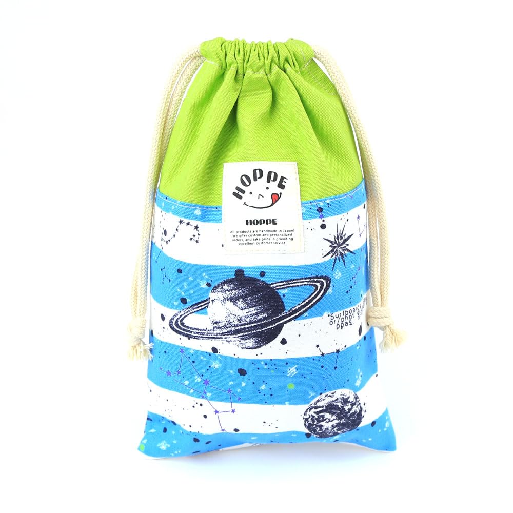 

HOPPE Long Drawstring Bag, Striped Space Blue, Nylon Lined, Vertical, No Gusset, Trio Set, Elementary School Kids, Boys and Girls, Made in Japan