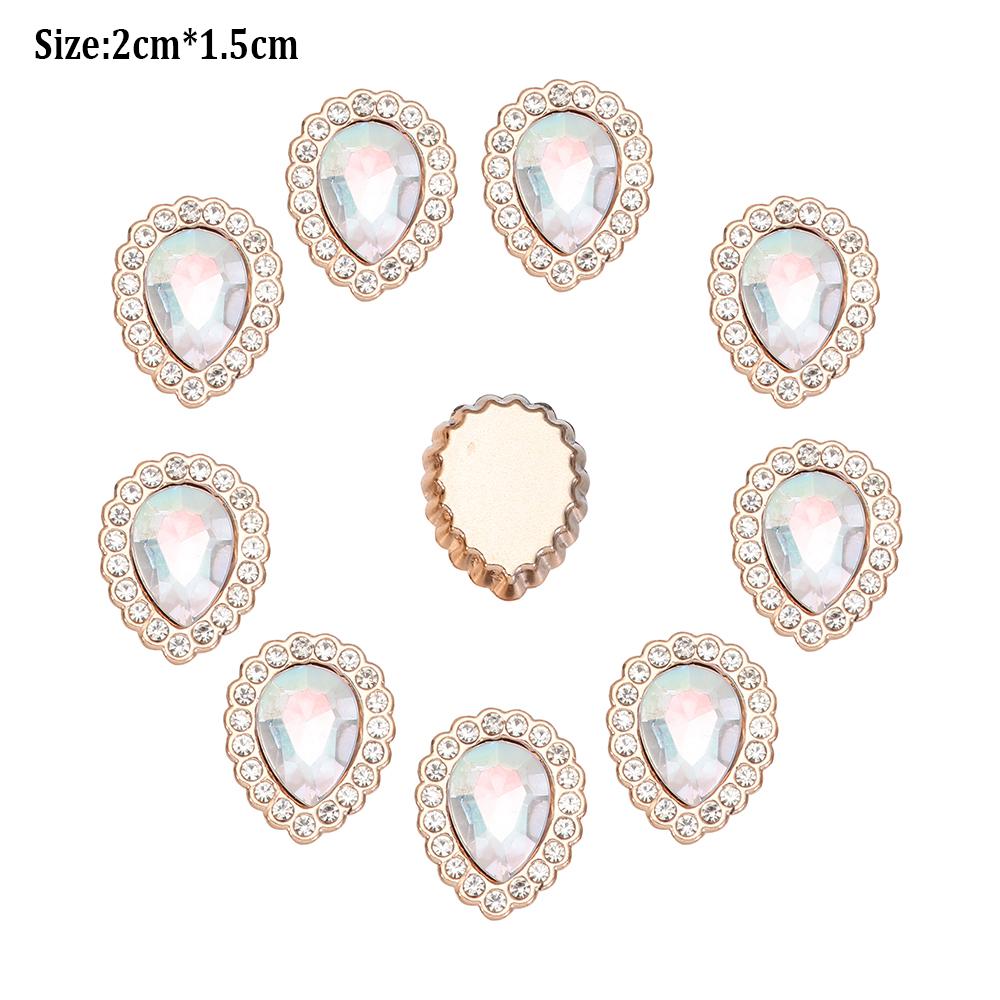 10PCS Pearl Flower Rhinestone Buttons Sparkling Crystal Hairpins Decoration Apparel Sewing Decor Craft Buttons DIY Accessories