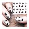 1 Arkusz 12 Rodzaje Woda Przenieś Nails Art Naklejka Kot Wzory Nail Wraps Naklejka