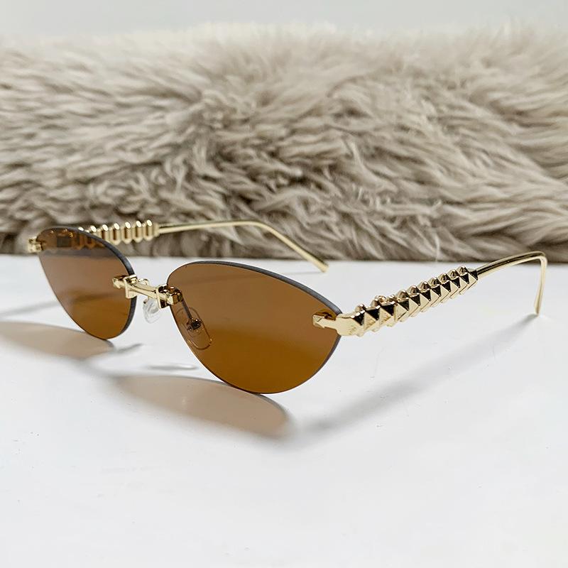 New Fashion Rimless Cat Eye Female Sunglasses High Quality Vintage Metal Frame Sun Glasses Shades UV400 Eyewear