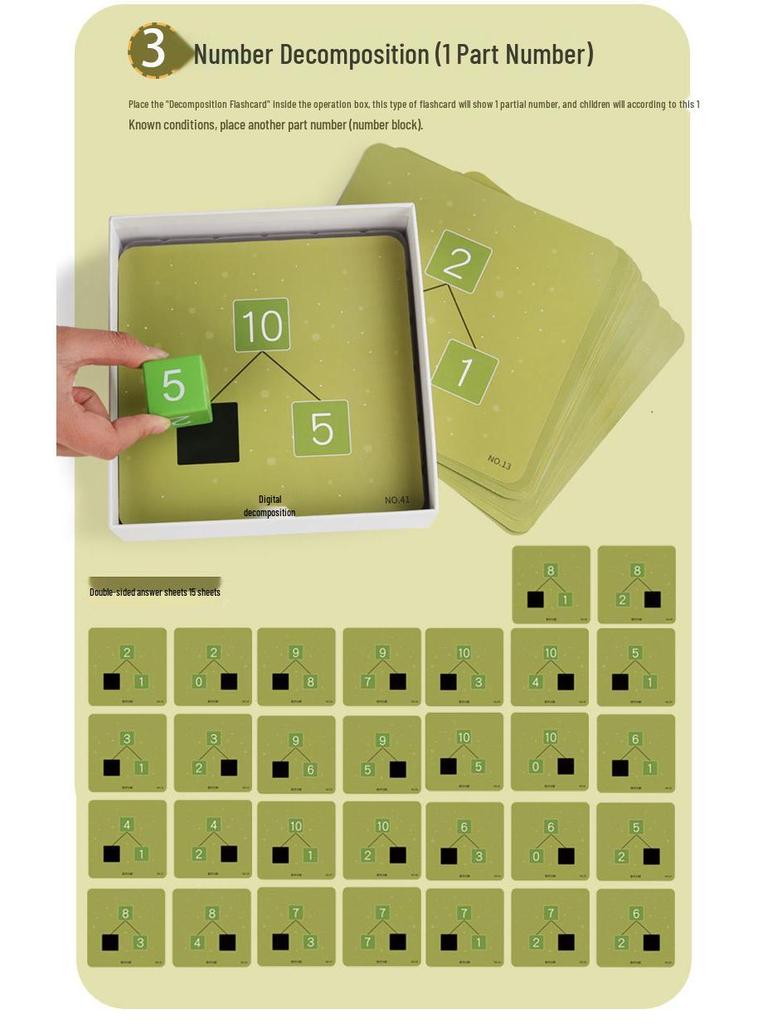 Jucărie din lemn pentru învățarea descompunerii numerelor pentru copii: Blocuri de construcție educative trei-în-unu pentru elevii de școală primară