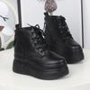 Fashion 12CM Genuine Leather Winter Plush Platform Wedge Fashion Ankle Boots Casual Autumn  Fashion High Heel Shoes