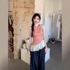 New Niche Slim-fit Spice Girl Plaid Sleeveless Top Design Sense Irregular Splicing Sling Vest Women's Early Spring