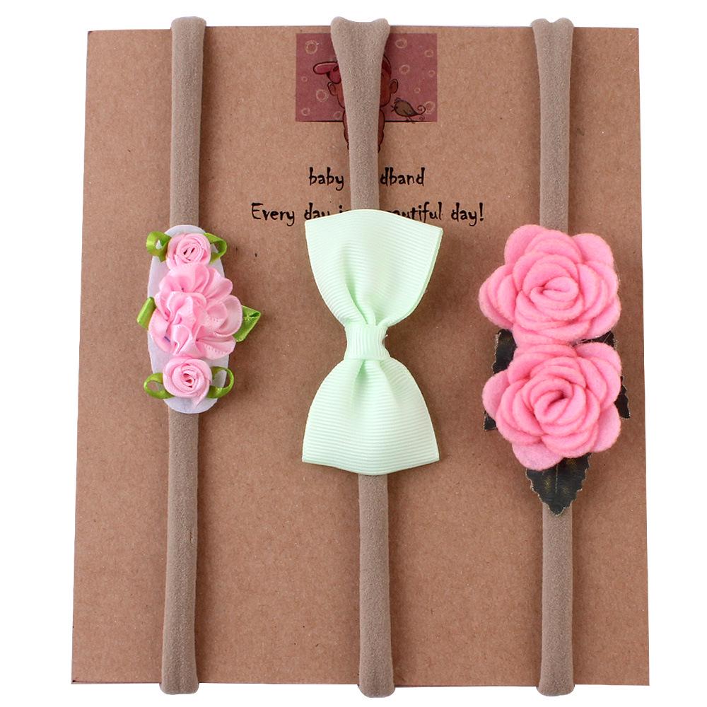 

3PCS Flower Headdress Girls Headband Infant Bowknot Hair Decoration Lovely Headwear Princess Band Hair Accessory Gift for Children Kids 1#0