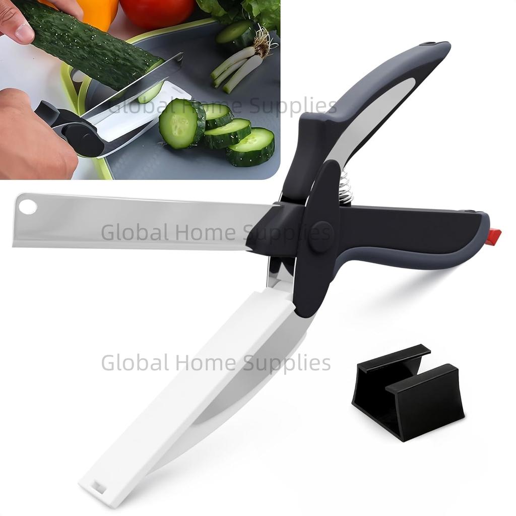 Food Scissors with Cutting Board and Vegetable Knife Food Cutters Chopper Scissor with Cutting Board Attached for Fruit Salad