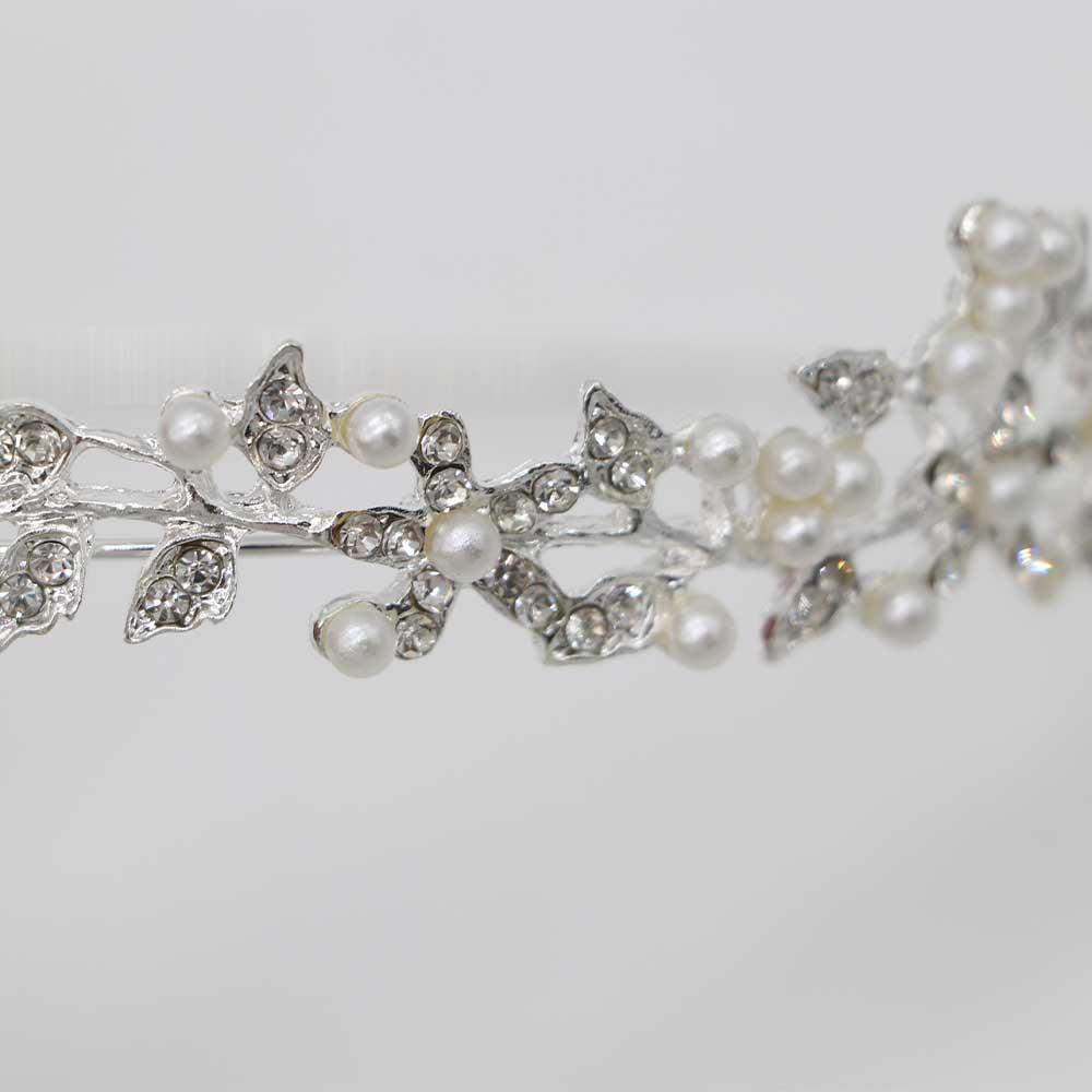 Wedding Fashion Flower Bride Imitation Pearl Rhinestone Crowns Prom Diadem Bridal Tiaras Headpiece