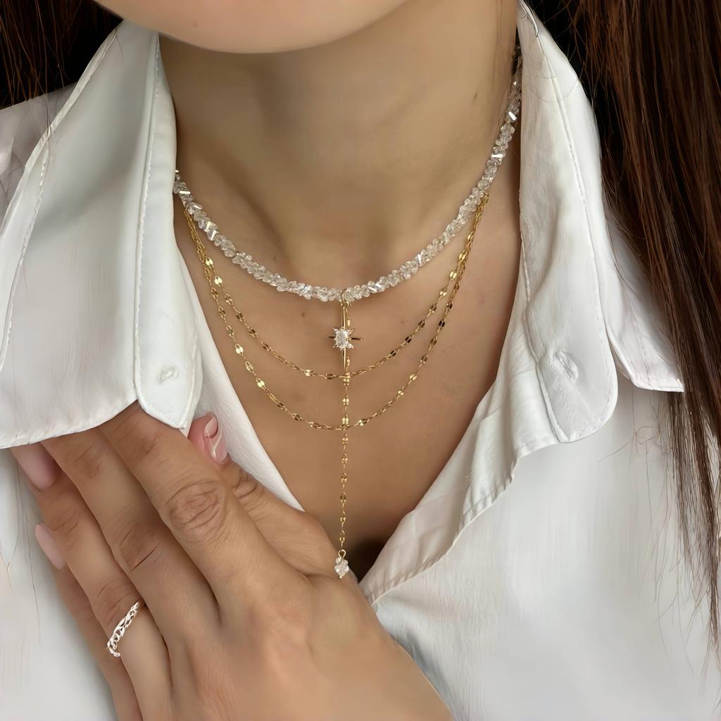 Nuova Collana con Perline a Forma di Cuore Y2K Donna Boho Cristallo Classe Ghiaia Catena Clavicola Choker Cool Y2K Gioielli di Moda Raffinati