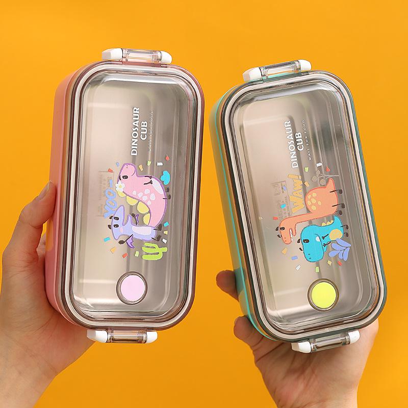 304 Stainless Steel Kids' Insulated Double-Layer Bento Lunch Box for Kindergarten or Students