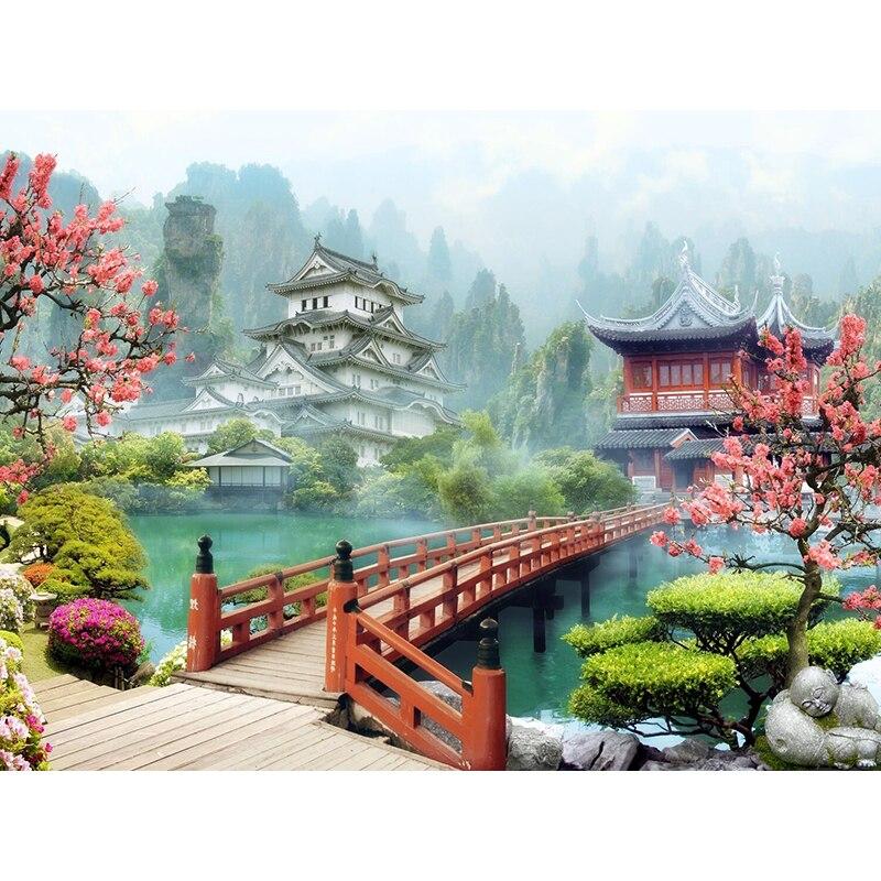 New 5D DIY Diamond Painting Landscape Village Diamond Embroidery Full Round Drill Scenery Cross Stitch Crafts Home Decor