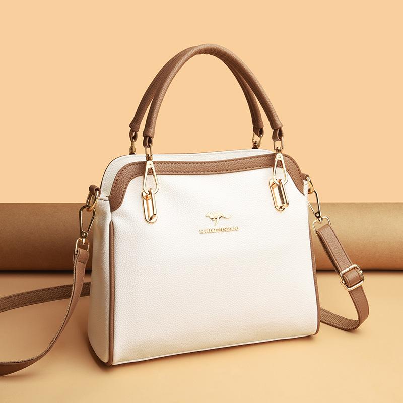 Borsa a tracolla, borsa a spalla, borsa a mano con contrasto di colore per donna