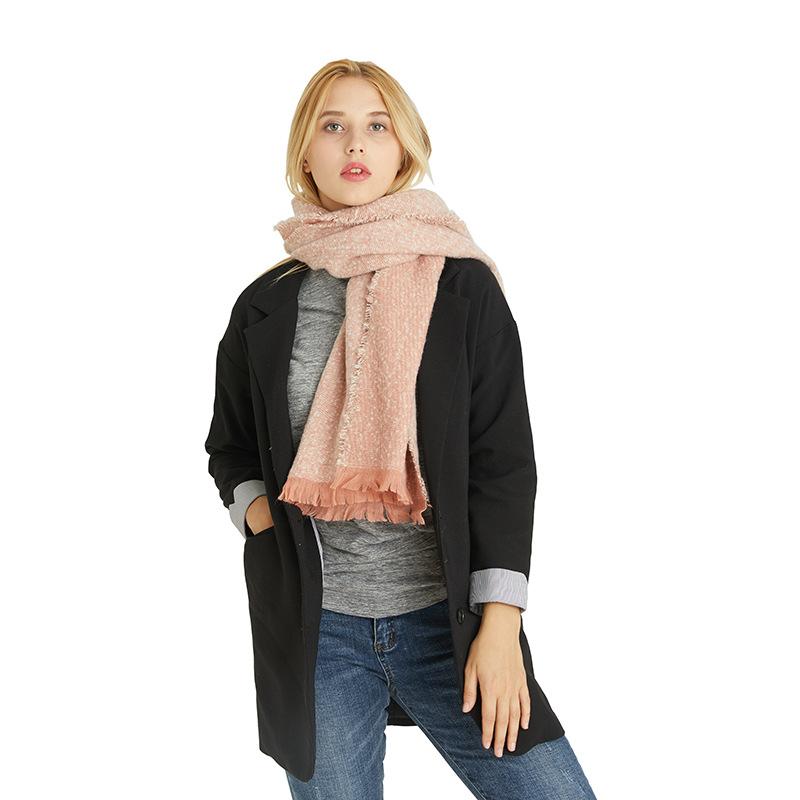 

New imitation cashmere thickened circle yarn men s and women s scarves, versatile autumn and winter monochrome shawl women Темно-синій