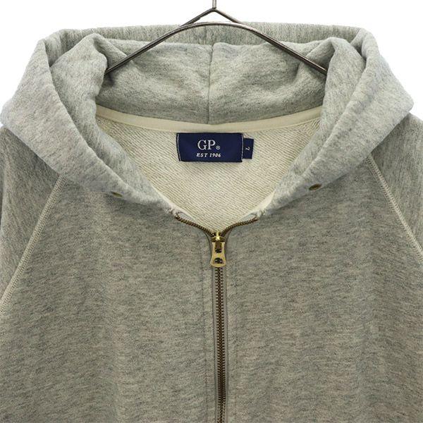 GP embroidery Long sleeve Zip hoodie L gray Men's Used