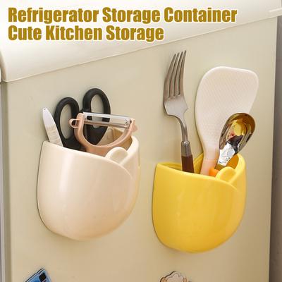 Magnetic Fridge Storage Box Tulip Shape Kitchen Utensils Holder Cutlery Organizer Flower Bag Spout Clips for Refrigerator Microwave Storage