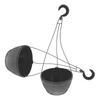 2Pcs Plastic Hanging Planter Pots Self-Watering Feature Faux Wood Barrel Texture Balcony Patio Garden Indoor Outdoor Hanging