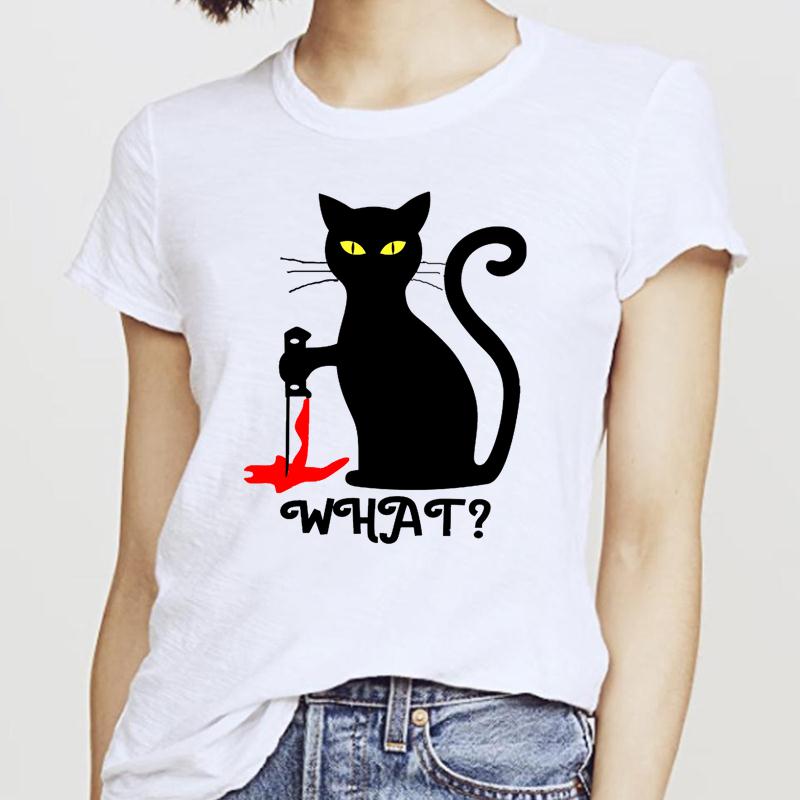 Women T-Shirts Cat Sweet New 2025 Fall Halloween Short Sleeve T-Shirt Female Harajuku Thanksgiving Graphic Oversized Tshirt Tops