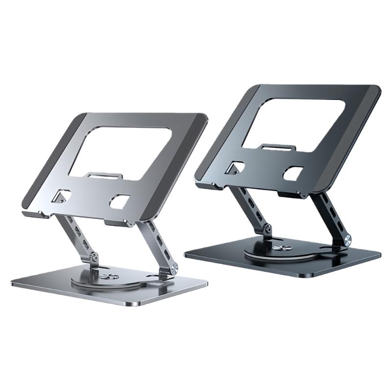 Adjustable Two Axises Laptop Cooling Stand Foldable Aluminum Alloy Frame 360 Swivels Base Ergonomic Desktop Suspension For 10 17" Devices