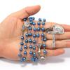 Nazareth Store 8mm Pearl Bead Rosary Necklace with Saint Michael Medal & Grail Centerpiece, Holy Communion Rosary, 8mm, Glass Pearl, No Gemstones