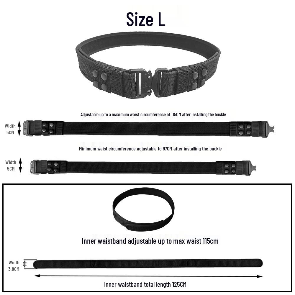 Men's Black Nylon Tactical Belt with Alloy Buckle - Braided for Security, Suitable for Outdoor Training and Duty Activities.