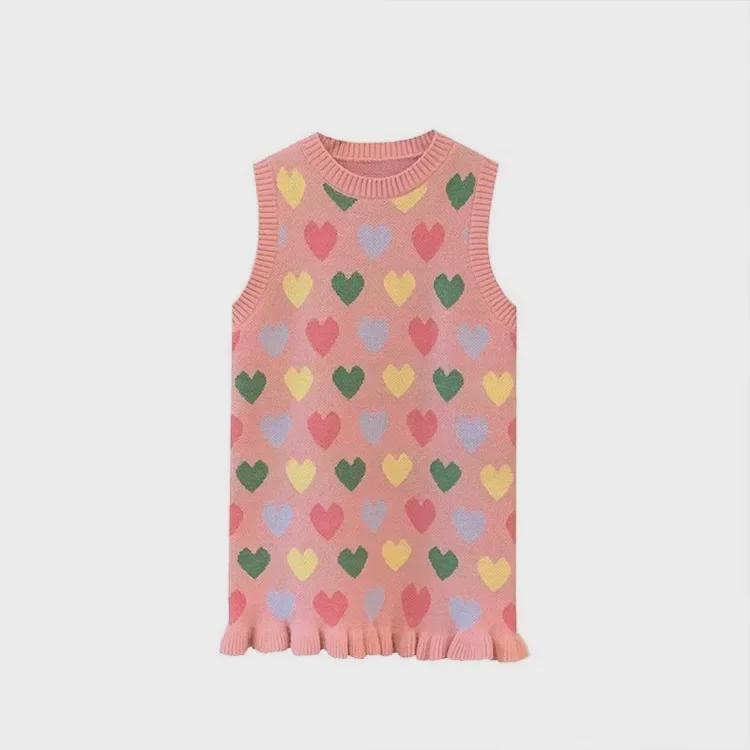 Dívčí pletené šaty s mašlí v korejském stylu s nabíranými rukávy - Jarní 2025 Princeznovská kolekce