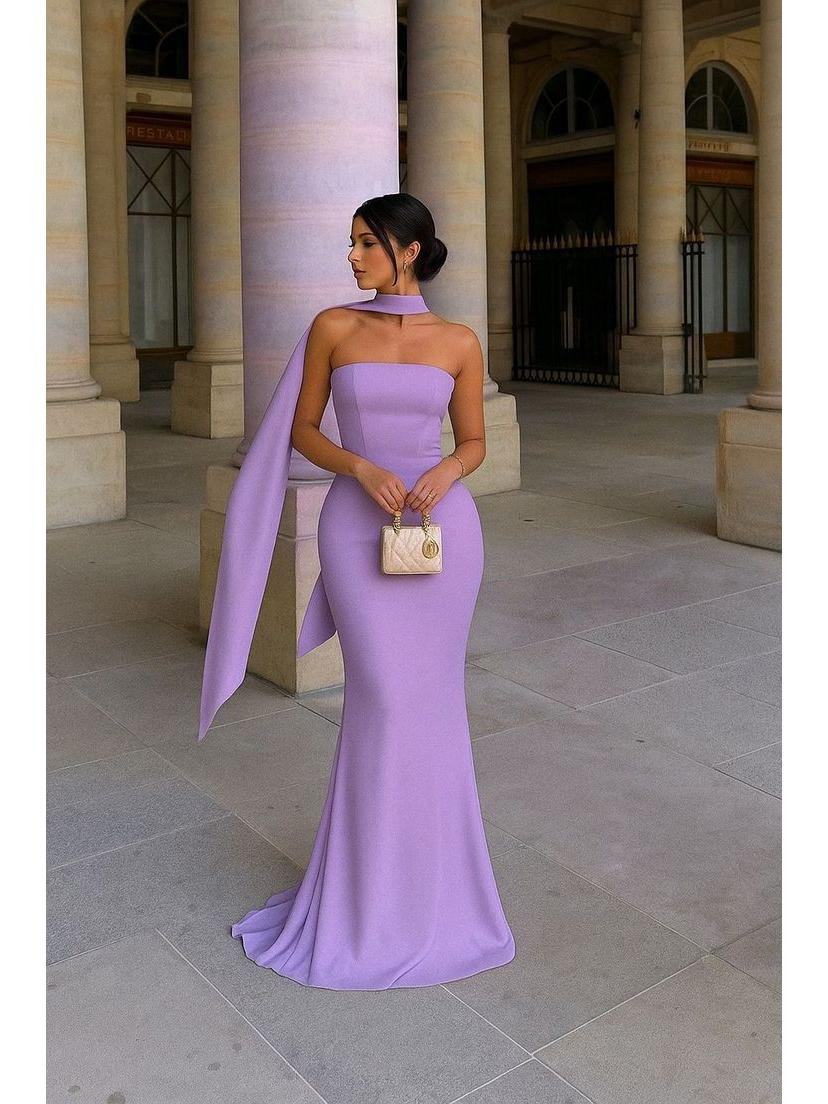 European & American Style Women s Elegant Strapless Party Dress with Draped, Hip-Hugging Design M
