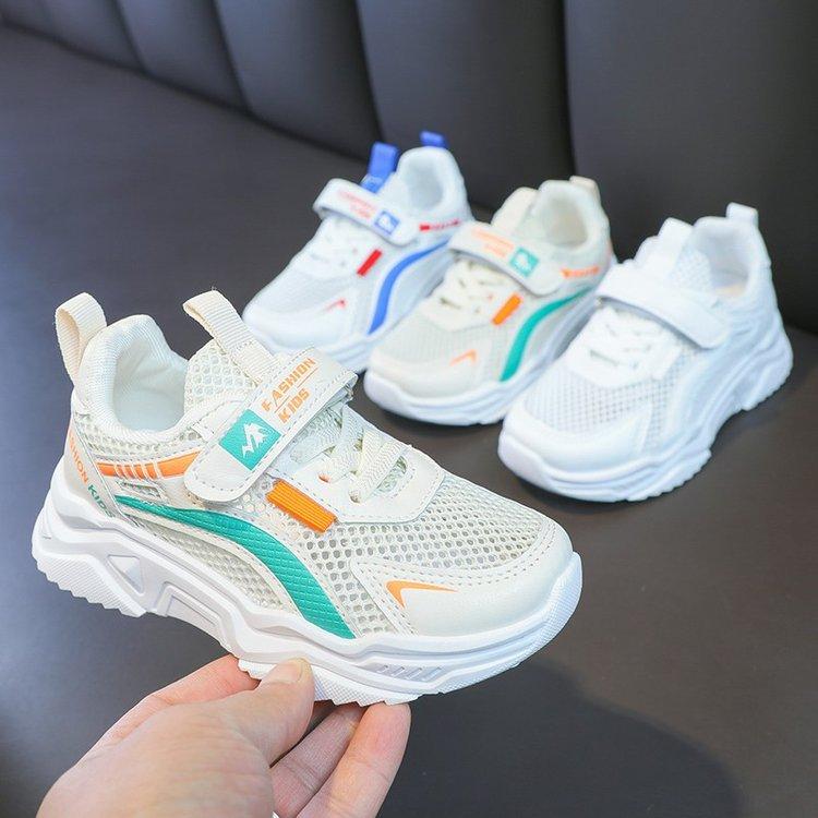 Boys Shoes 2025 Summer New Mesh Breathable Children's Little White Shoes Boys Hollow Middle and Older Children's Shoes Sports Shoes Tide