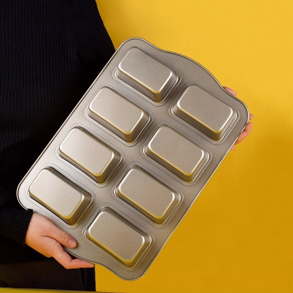 8-Cavity Mini Loaf Pans Carbon Steel Baking Mold Reusable Brownie Pan  Kitchen Accessories