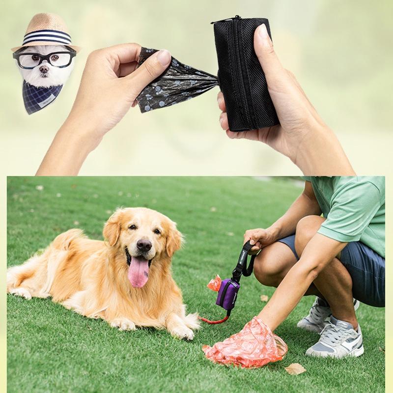 Supporto per sacchetti per escrementi di cani, guinzaglio, regolabile, mini, da viaggio, per la spazzatura, dispenser per sacchetti per escrementi di cani, strumenti per la pulizia degli animali domestici