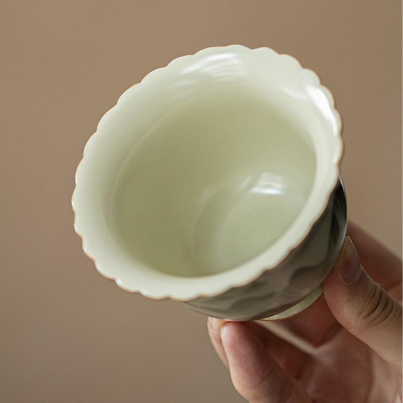 160ml Ru Ugn Keramisk Gaiwan Elegant Bergslandskap Blomma Mourh Te Terrin Hushålls Te Tillverkare Lock Skål Cha Ornament