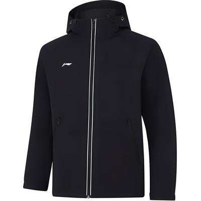 Solid Color Hooded Long Sleeve Windbreaker Men Outerwear Black AFDUA11-1