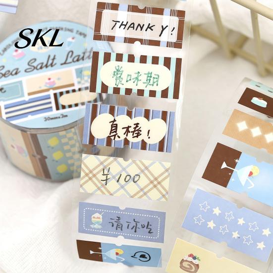 Soft Color Tape Writable Labels Washi Roll, Decorative Patterns Art Craft Smudge Proof Sticker Masking for Scrapbook, Journals, Planners, Card Making