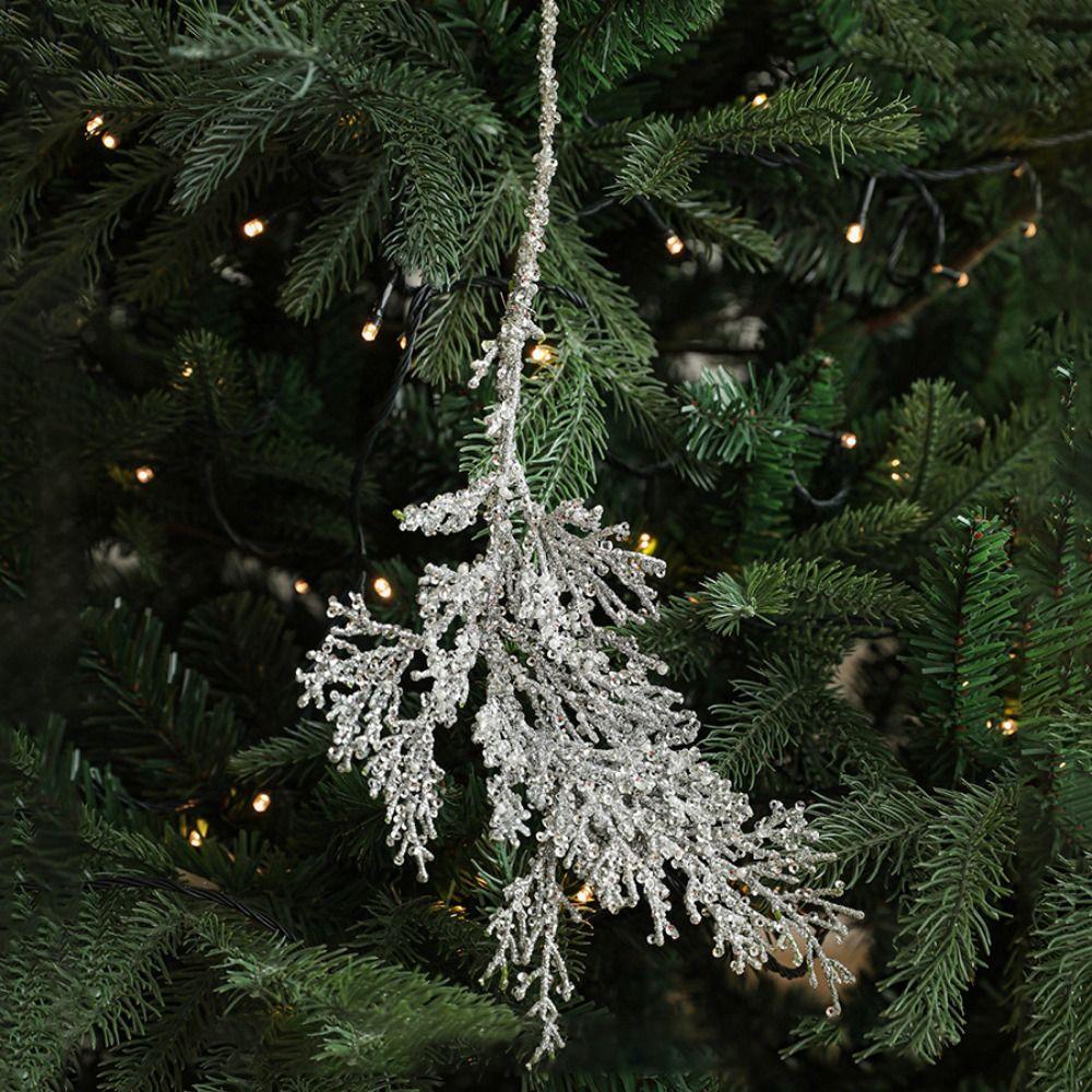 Simulation Cypress Leaves Pendant Plastic Christmas Ornament Christmas Alien Pendant  Holiday Party