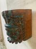 Carved Floral Wood Floating Shelf: Rustic Blue Wall Decor