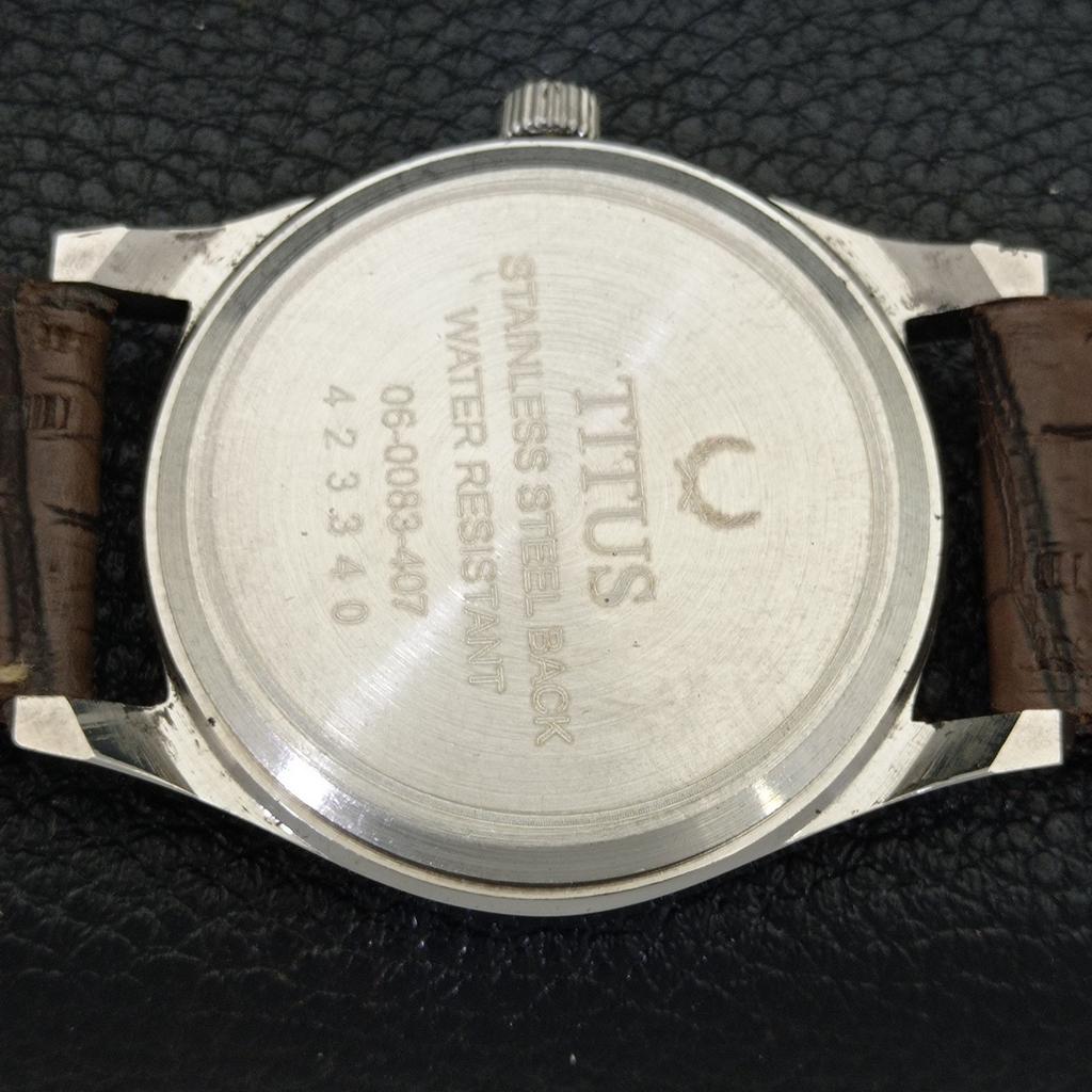 HAND-WINDING VINTAGE TITUS SWISS MENS REFURBISHED PEACH DIAL WATCH A500064-2 R151a-a500064
